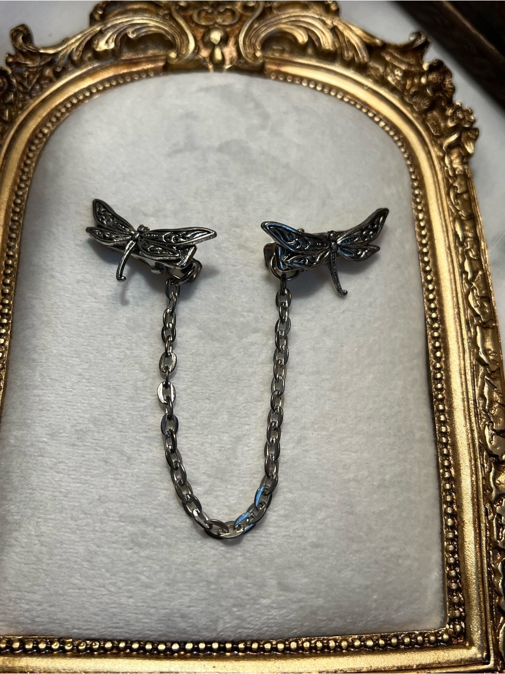 Dragonfly Sweater Pin with Chain - Women’s Jewelry
